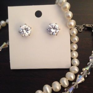 Large 3/8" CZ earring studs